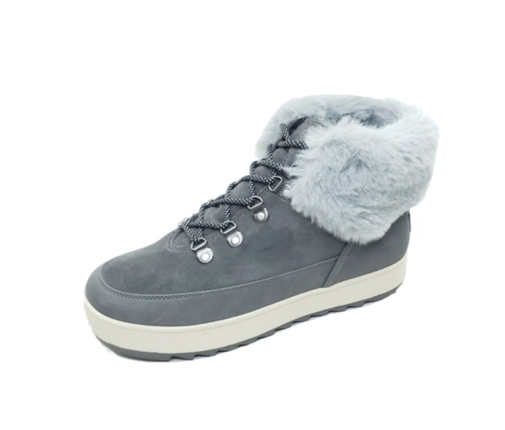 Koolaburra by UGG Tynlee Womens Ankle Boots Lace Up Gray Suede Faux Fur Size 10
